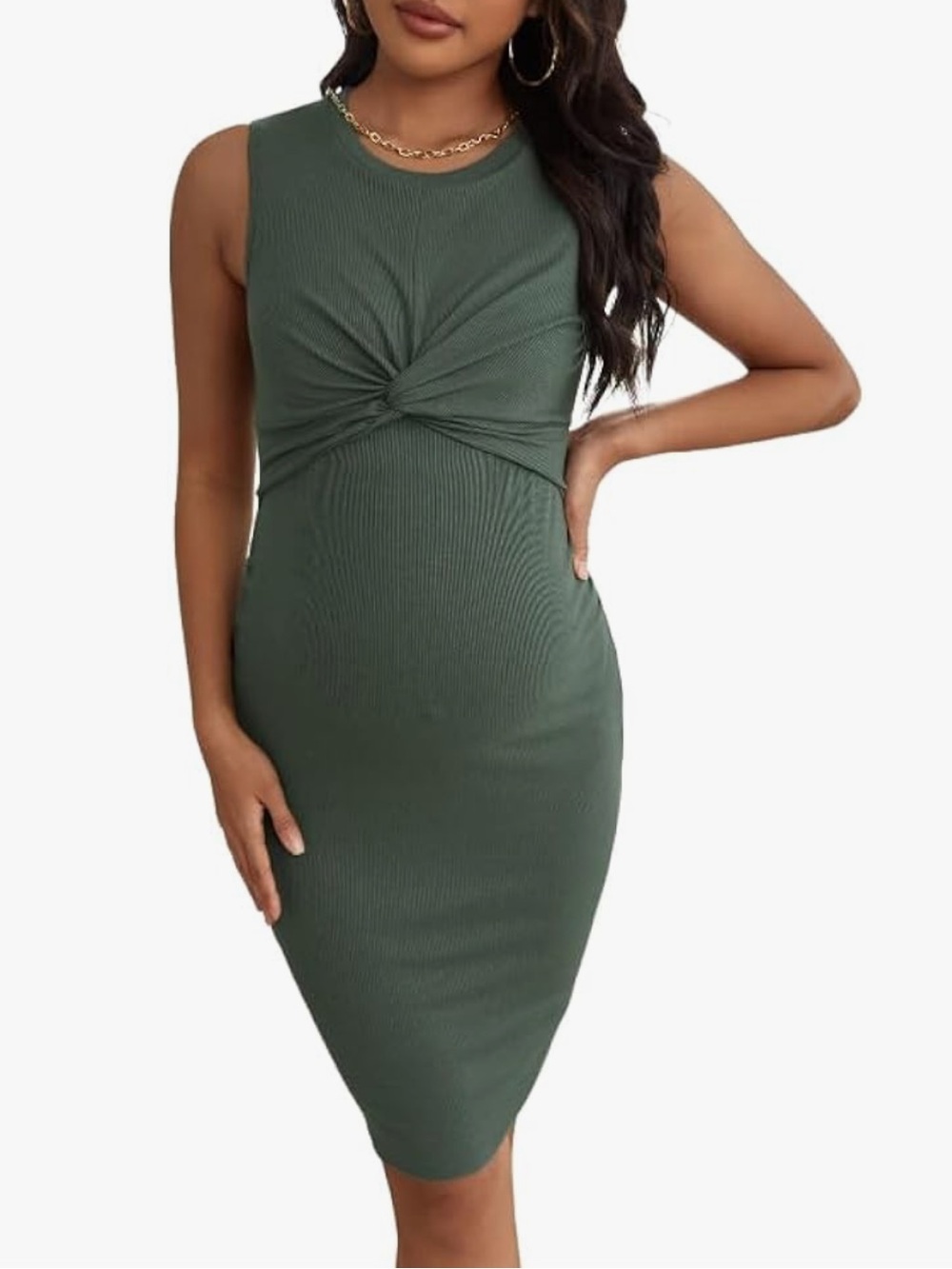 Women’s Maternity Dress Twist Front Bodycon Tank Dress